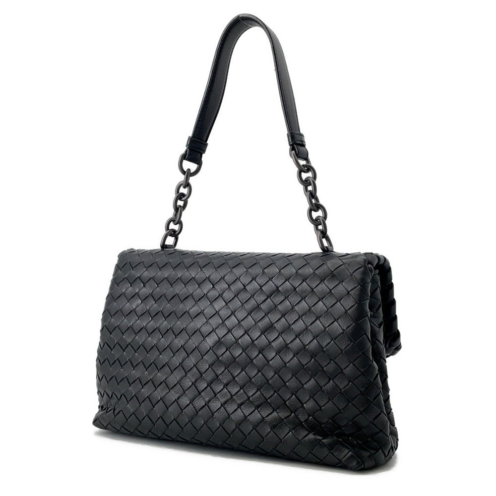 Bottega Veneta ChainShoulder Bag Black INTRECCIATOLeather