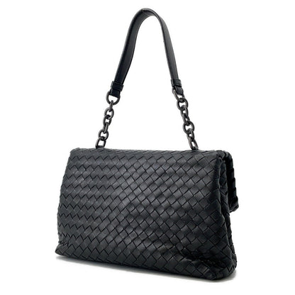 Bottega Veneta ChainShoulder Bag Black INTRECCIATOLeather