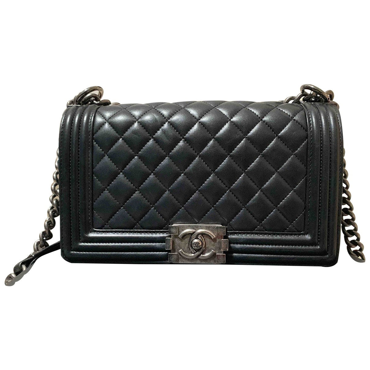 Chanel boy black leather handbag