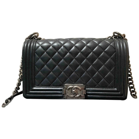 Chanel boy black leather handbag