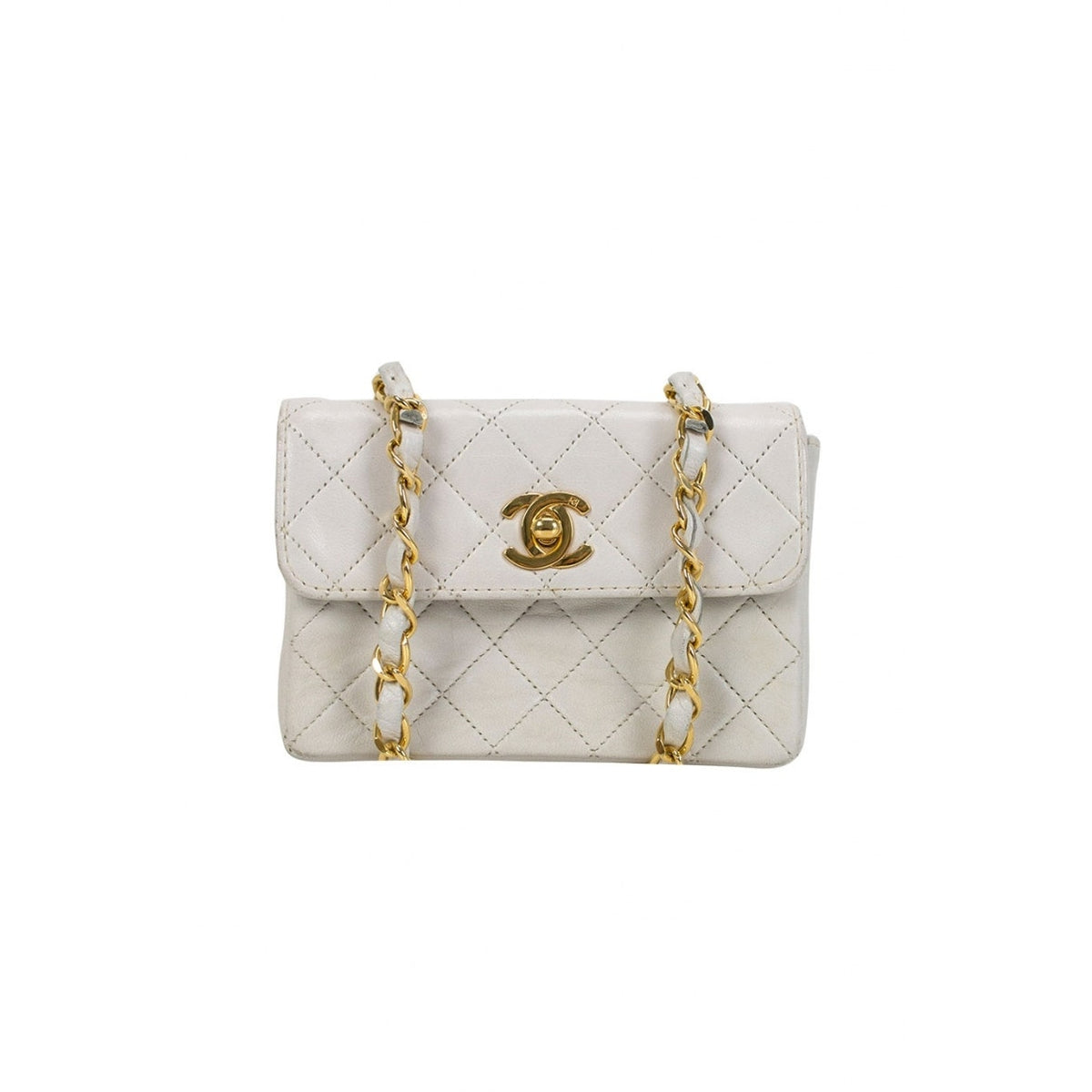 Chanel white leather handbag