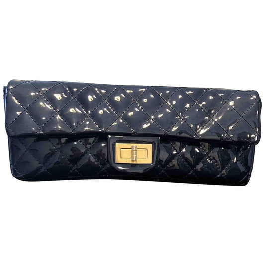 Chanel 2.55 navy patent leather handbag
