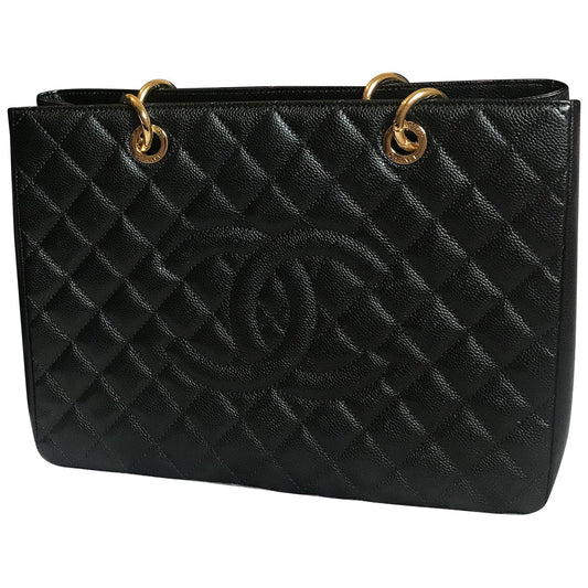Chanel grand shopping black leather handbag