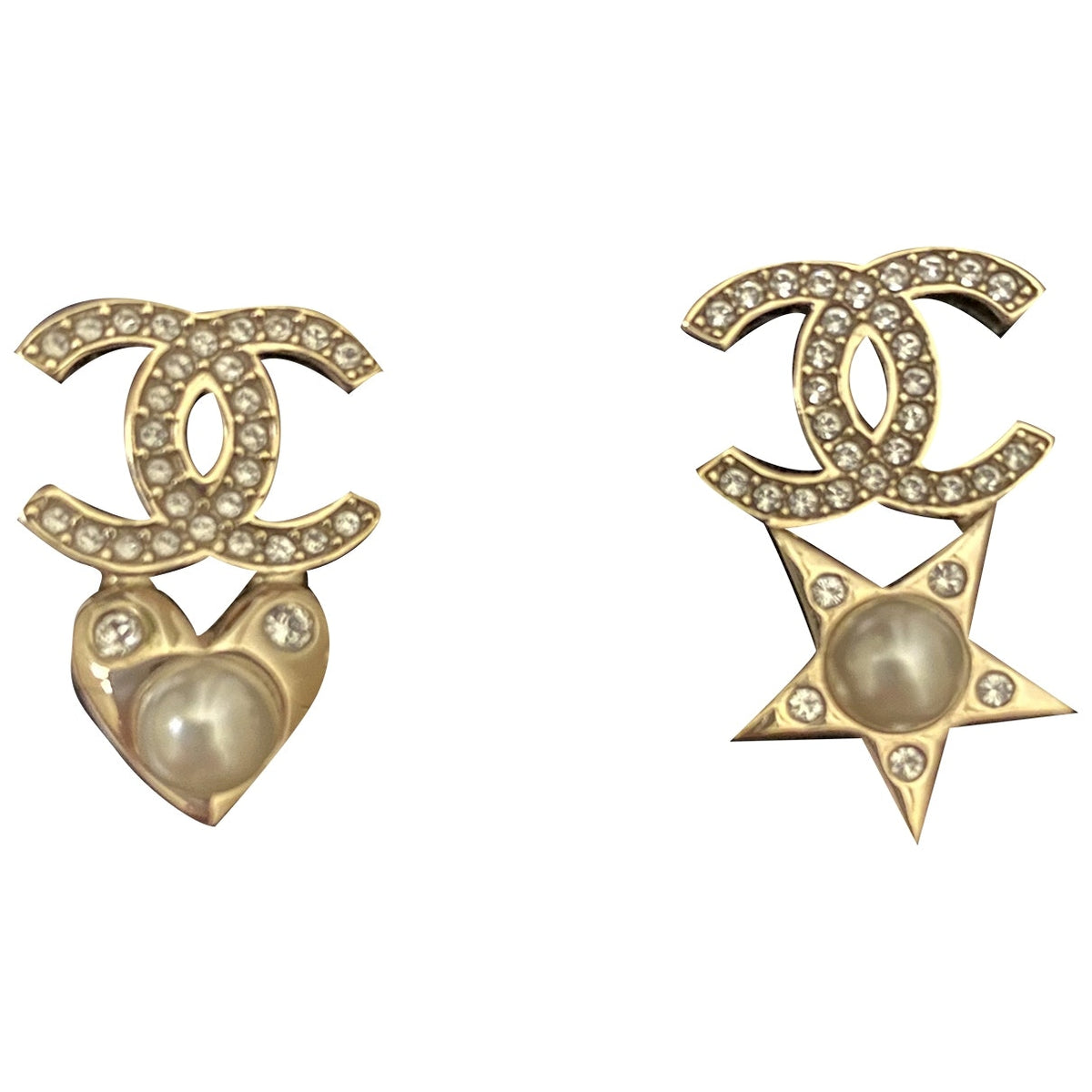 Chanel cc silver steel earrings