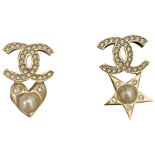 Chanel cc silver steel earrings