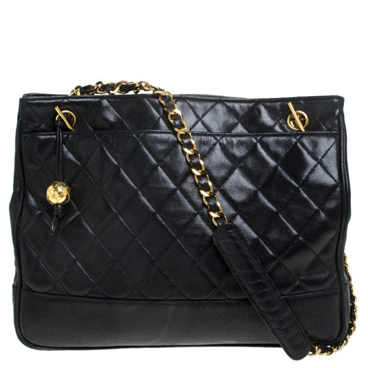 Chanel timeless/classique black leather handbag