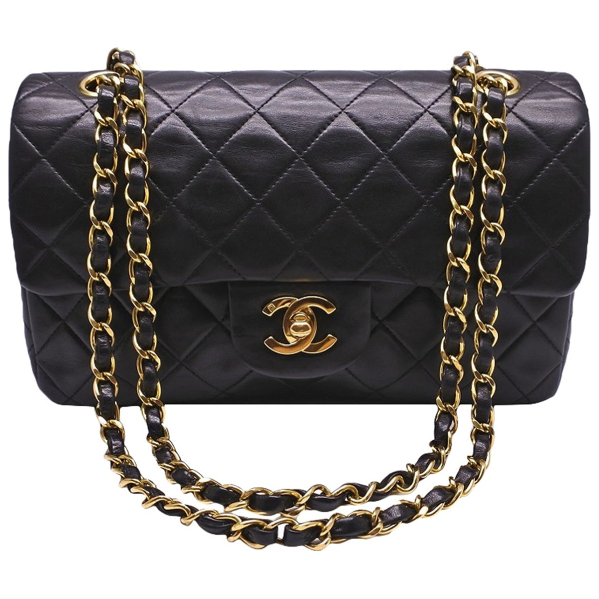 Chanel timeless/classique black leather handbag