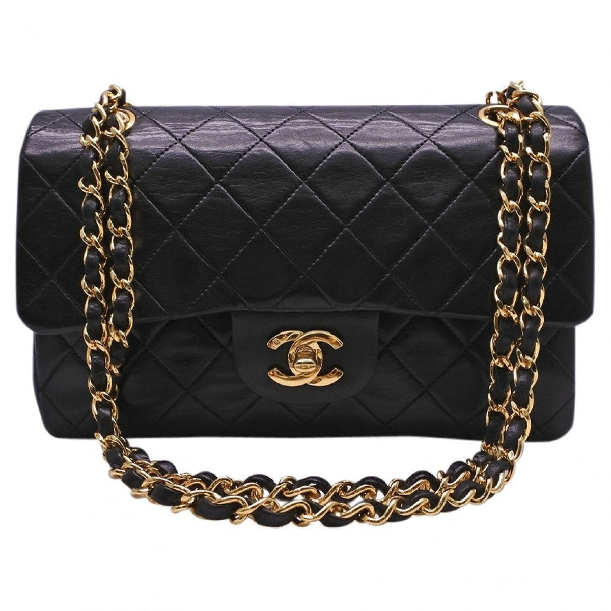 Chanel timeless/classique black leather handbag