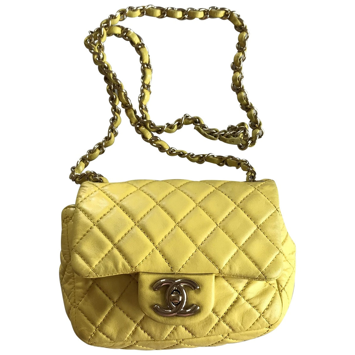 Chanel timeless/classique yellow leather handbag