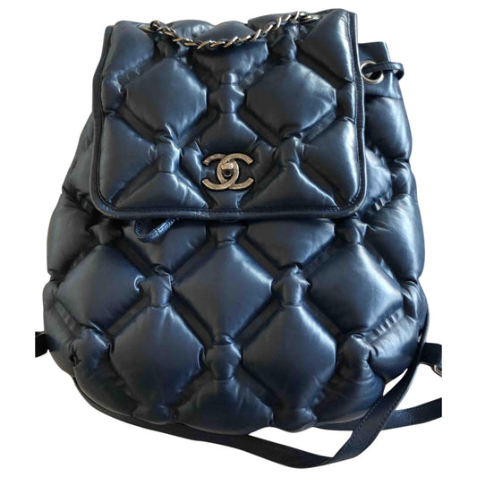 Chanel navy leather backpacks