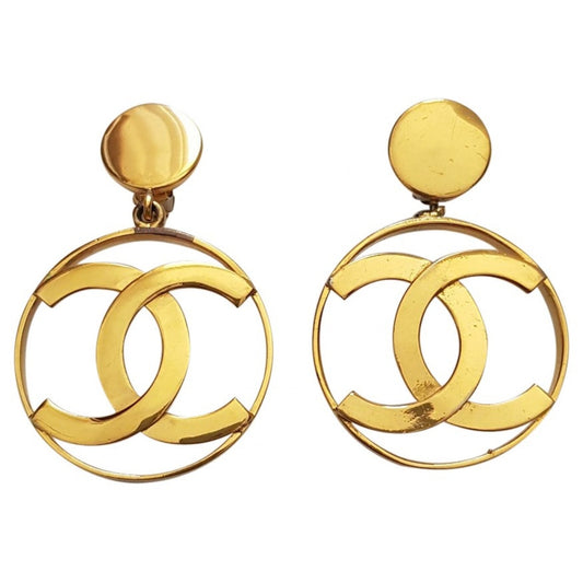 Chanel cc gold gold plated earrings