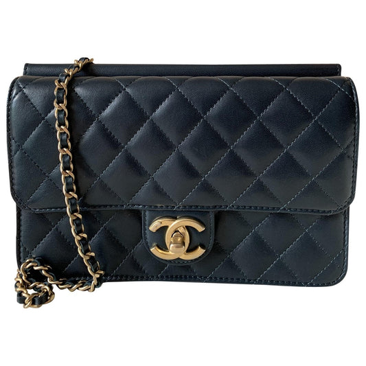 Chanel blue leather handbag