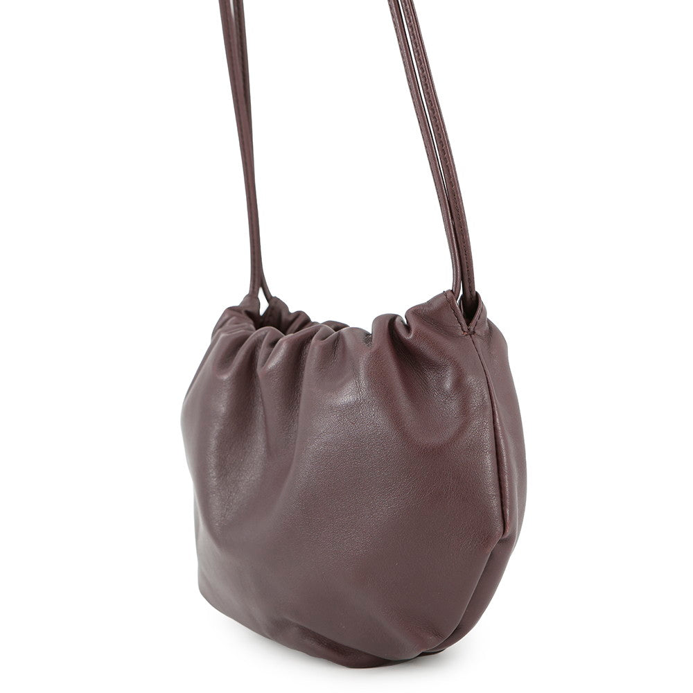 Bottega Veneta The Valve Shoulder Bag Dark Purple Leather