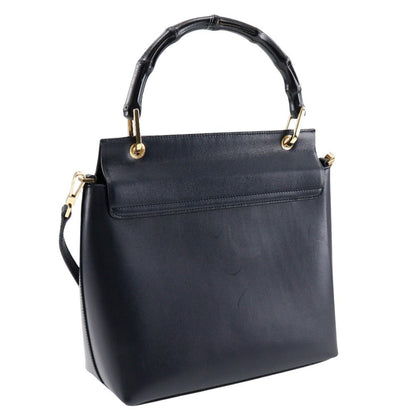 Gucci Bamboo Black Leather Handbag