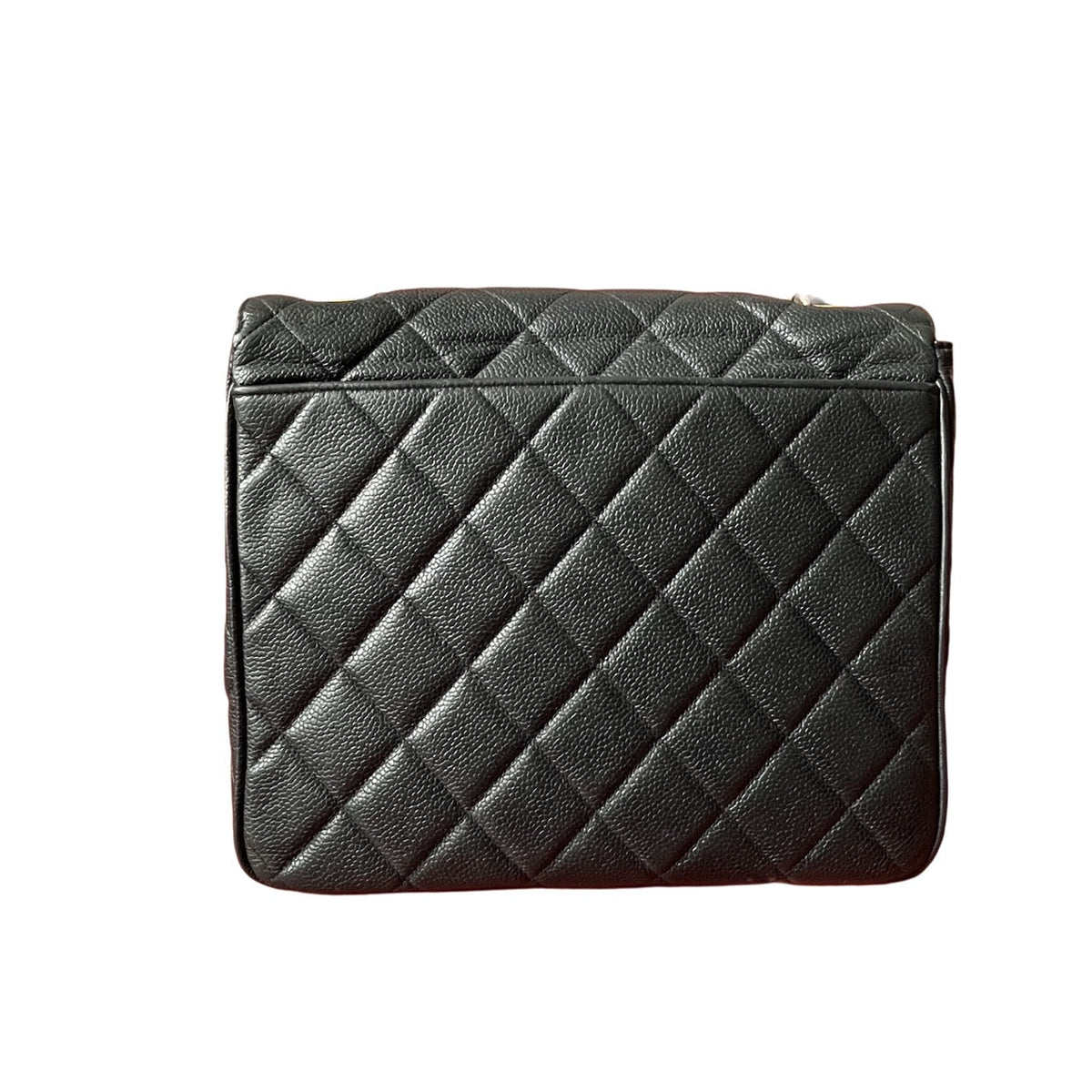 Chanel Classic Flap Vintage Black Caviar Leather 24k Gold Plated Giant CC Logo, 1994-96