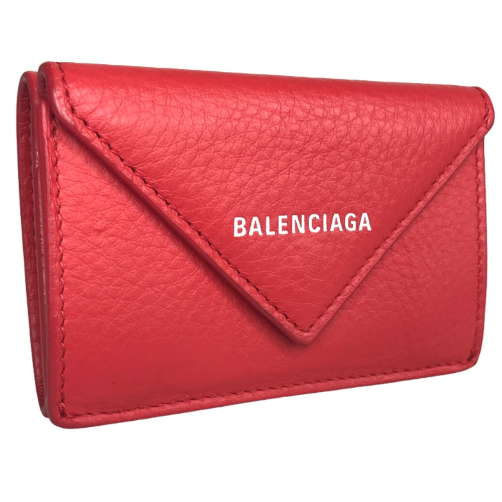 BALENCIAGA Tri-fold wallet 3914446 6524 W 56814 leather Red Compact wallet paper Women