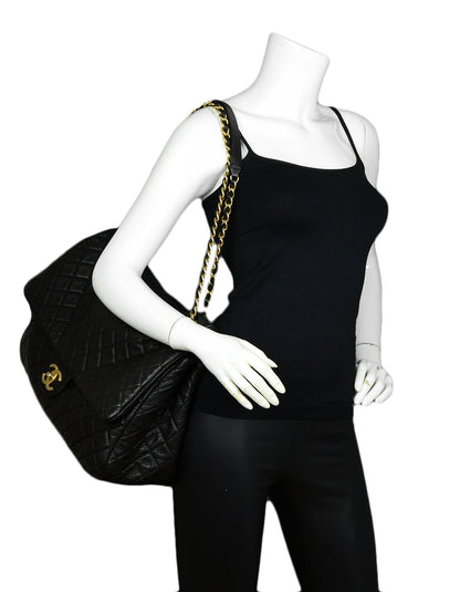 Chanel Black Calfskin Leather Airlines XXL CC Flap Bag