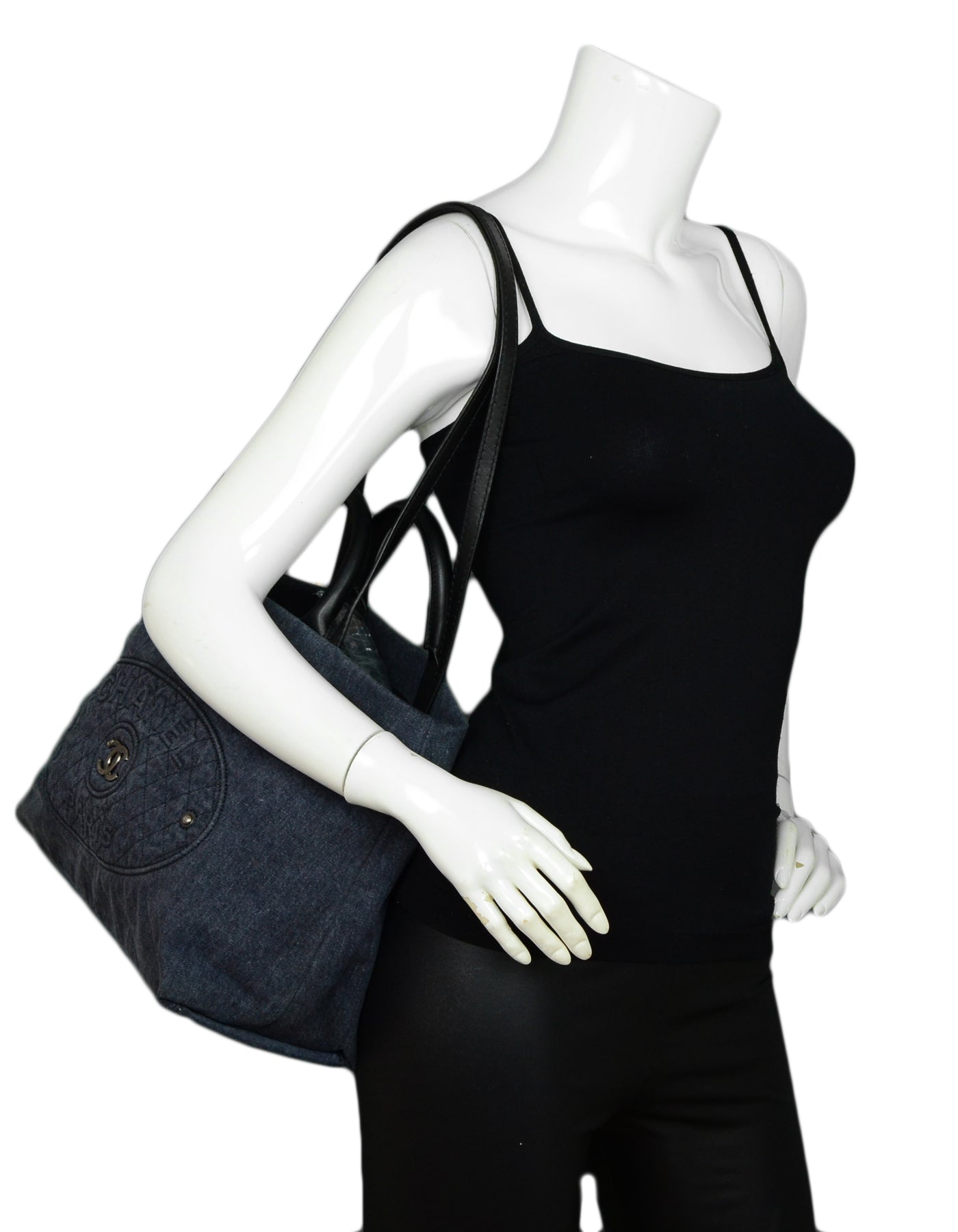 Chanel 2017 Blue Denim Deauville Style Tote Bag w. Straps