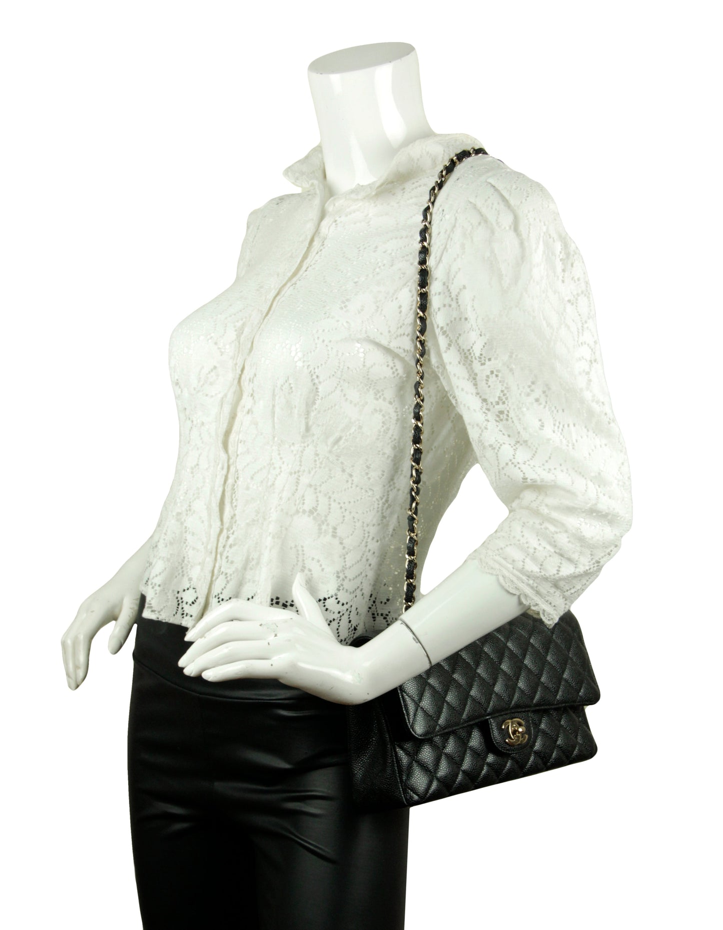 Chanel Black Caviar Medium Double Flap Classic GHW