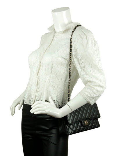 Chanel Black Caviar Medium Double Flap Classic GHW