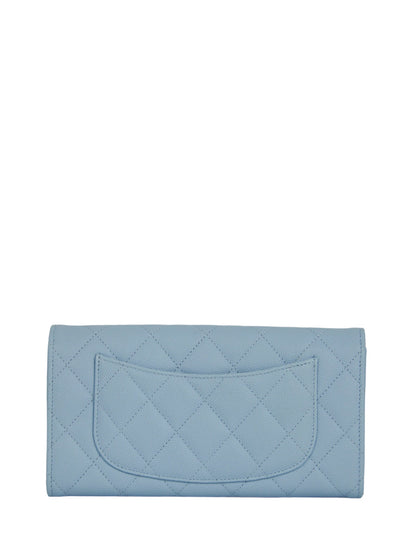 Chanel Light Blue Caviar Leather Wallet