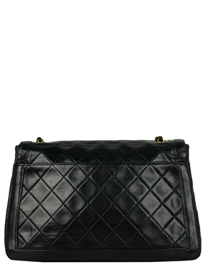 Chanel 1990s Navy Lambskin Quilted CC Tiwstlock Flap Bag