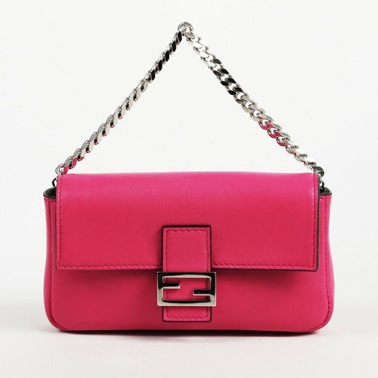 Fendi Leather Micro Baguette Shoulder Bag