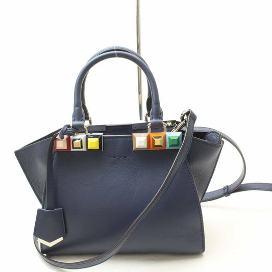 Indistinguishable  Fendi Hand Bag Mini 3 Jours Blue Leather (SHC7-10138)