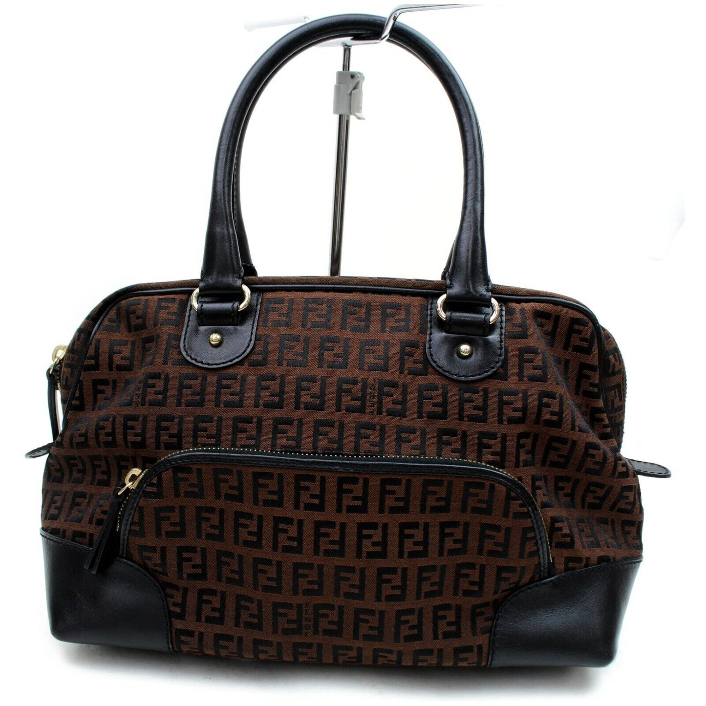 Indistinguishable  Fendi Hand Bag Brown Zukka Nyron (SHC7-10433)