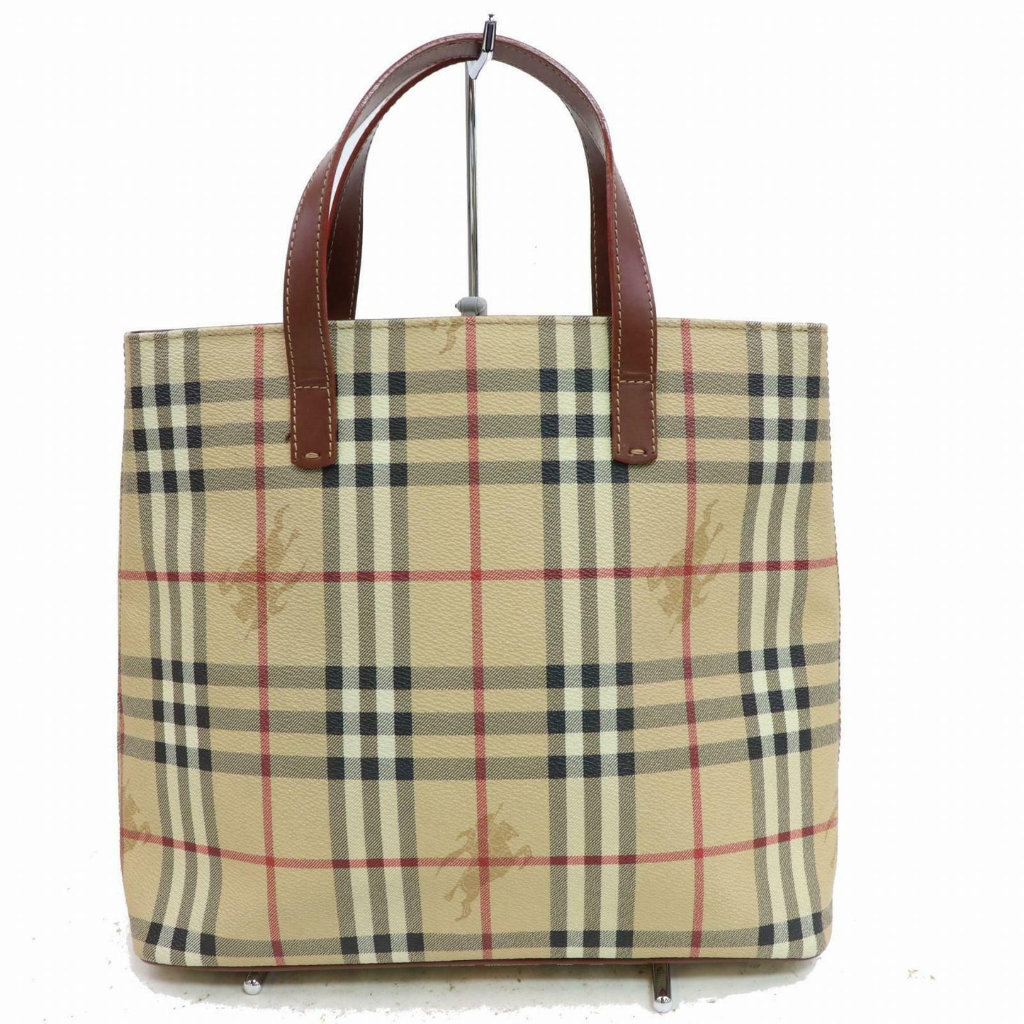 Indistinguishable  Burbe**y London Hand Bag Beige PVC (SHC1-15310)