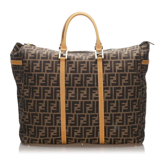 Fendi Brown Canvas Fabric Zucca Weekender Italy