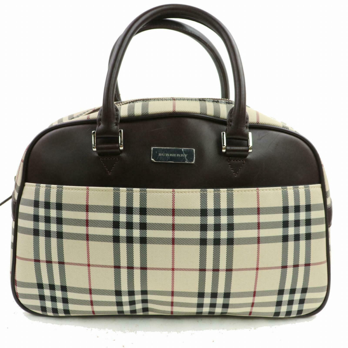 Indistinguishable  Burbe**y Hand Bag Cream Canvas (SHC1-14379)