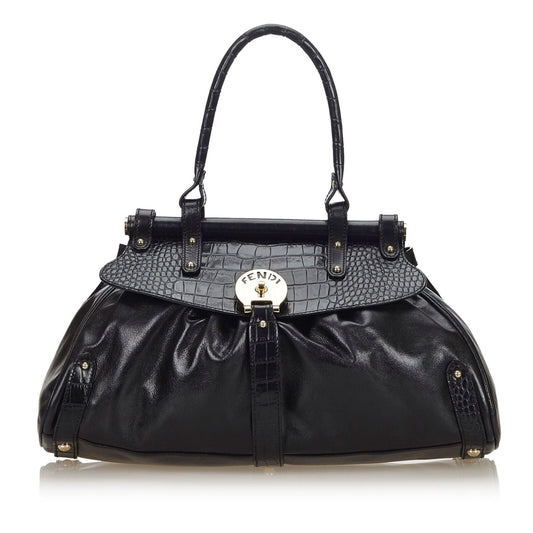Fendi Black Others Leather Crocodile-Trimmed Magic Bag Italy