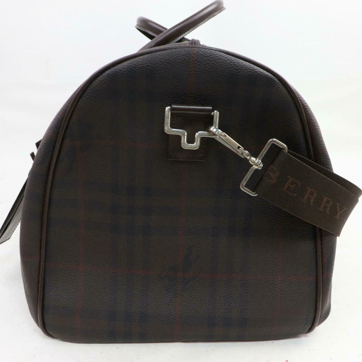 Indistinguishable  Burbe**y London Boston Bag Dark Brown PVC (SHC1-14504)