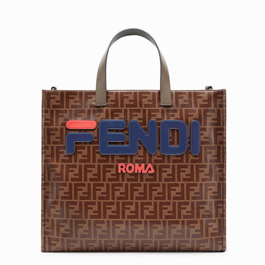 Fendi Ladies Tote bag Fendi Fila Brown/Blue Fd Fila Canvas Tote