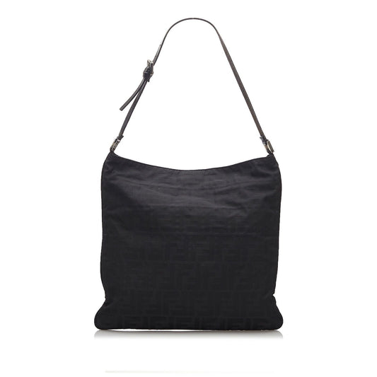 Fendi Black Canvas Fabric Zucca Shoulder Bag Italy
