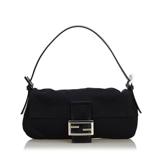Fendi Black Nylon Fabric Mamma Baguette ITALY