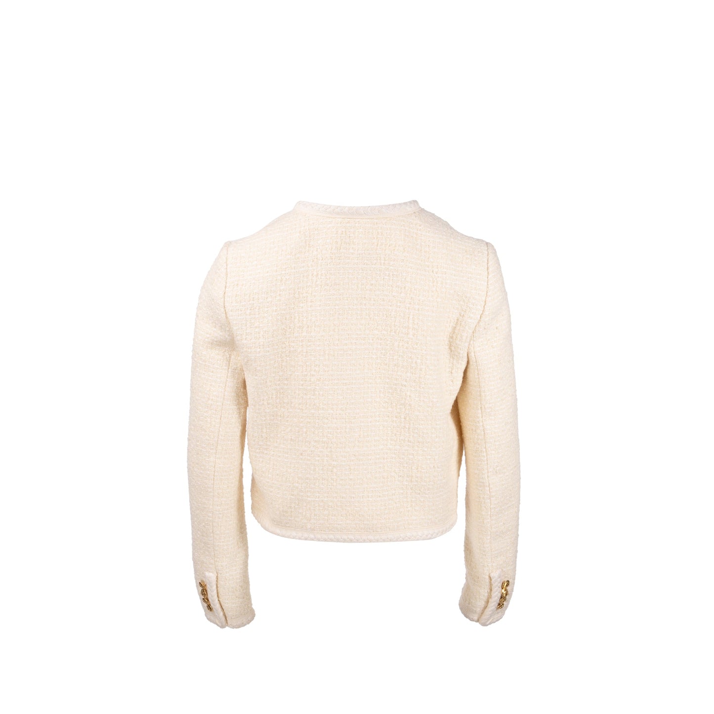 Celine Size 34 Tweed Jacket Wool/Cotton White