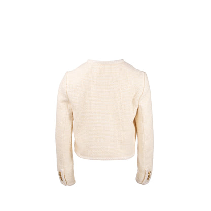 Celine Size 34 Tweed Jacket Wool/Cotton White