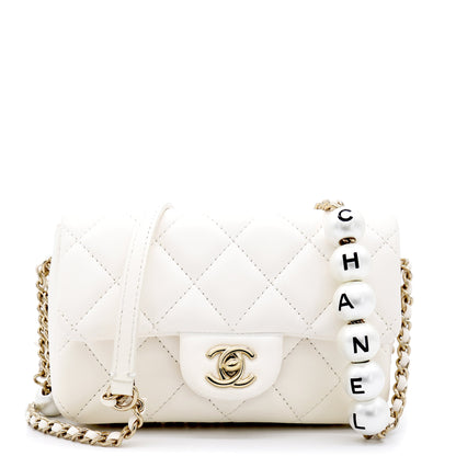 Lambskin Quilted Small My Precious Flap White