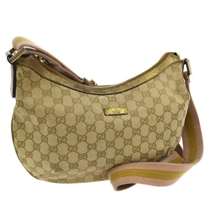 Gucci Gg Supreme Shoulder W Canvas Leather Sherry Stripe Strap Guccissima Print Gold Pink Tan