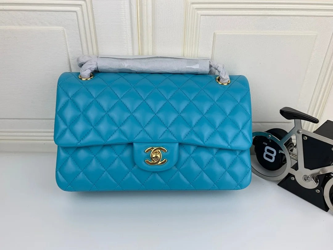 Chanel Classic Double Flap 25 Shoulder Bag Light Blue