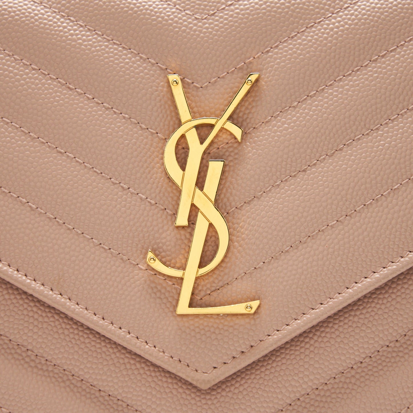 Saint Laurent/YSL Cassandre Matelasse Chain Wallet Grained Calfskin Pale Blush GHW
