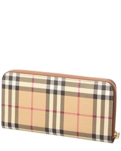 Burberry Check E-Canvas Zip Around Wallet
