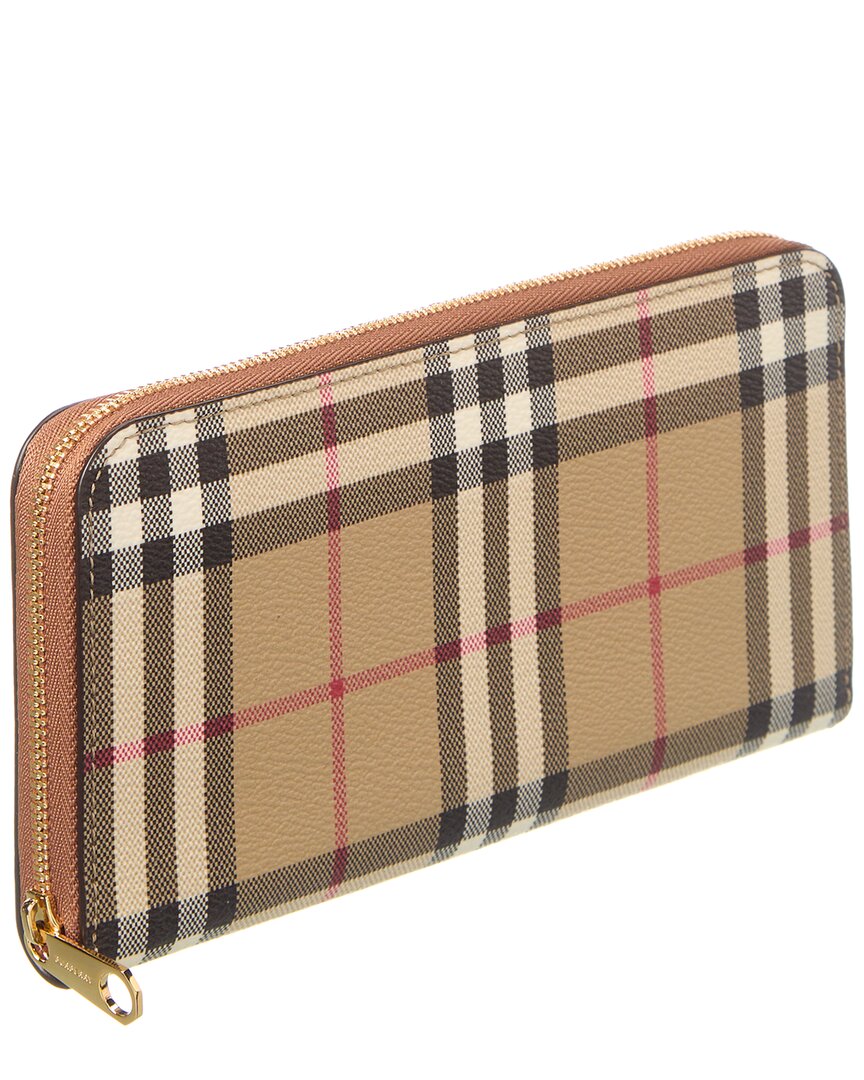 Burberry Check E-Canvas Zip Around Wallet