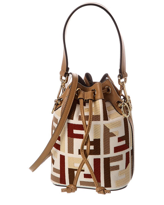 Fendi Mon Tresor Mini Ff Canvas & Leather Bucket Bag