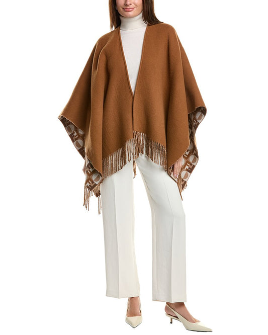 Fendi Ff Reversible Wool & Cashmere-Blend Poncho