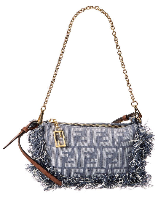 Fendi Baguette Ff Denim Pouch