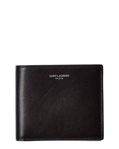Saint Laurent East/West Leather Wallet Black ONE SIZE
