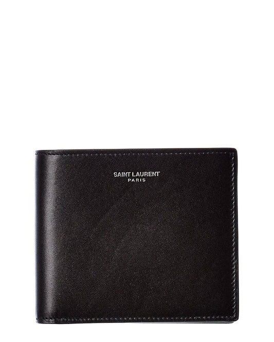 Saint Laurent East/West Leather Wallet Black ONE SIZE